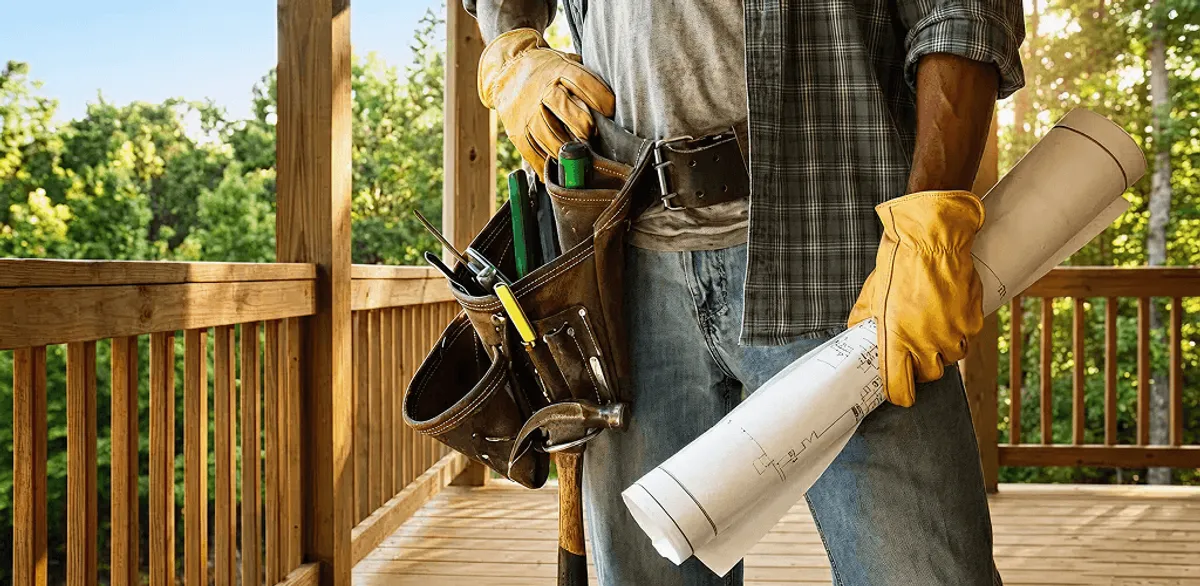 Professional handyman with tool belt ready for home repairs in Anchorage, AK
