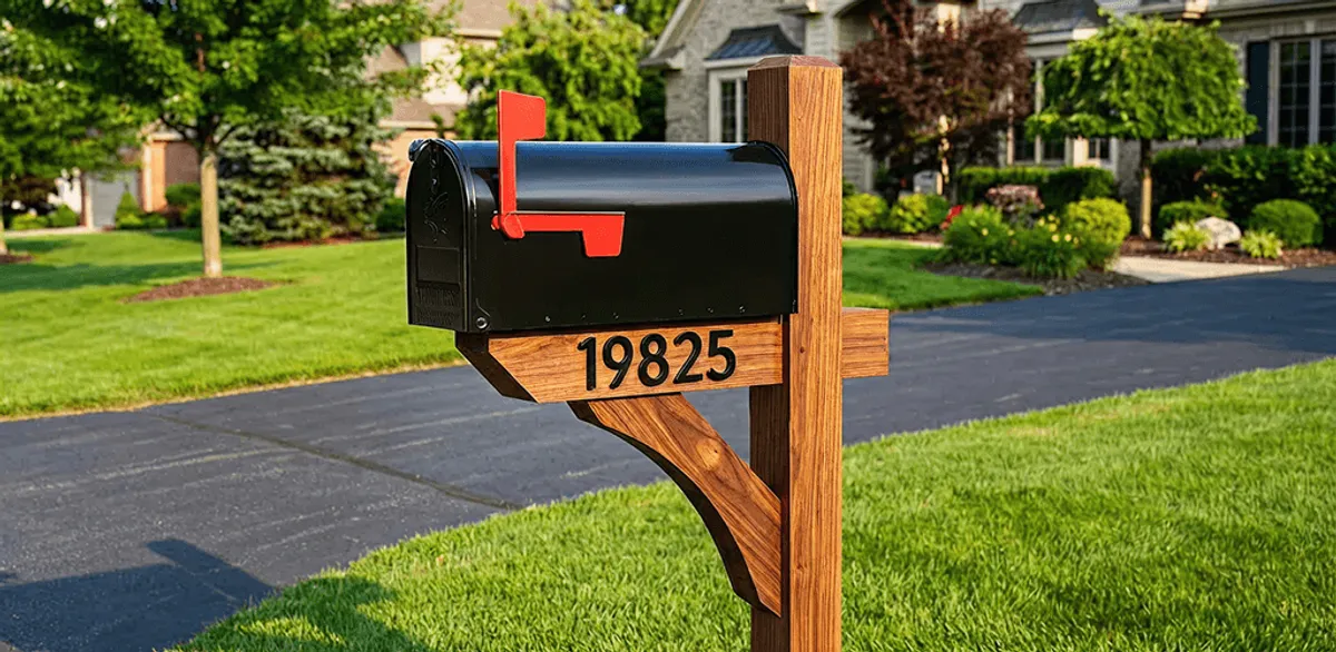 New mailbox installation with post and address number for a home in Anchorage, AK