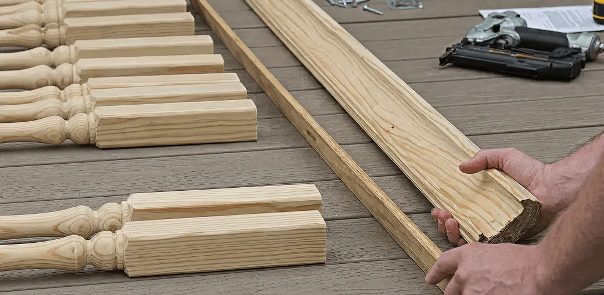 Handrail installation materials and wood components for stair rail work in Anchorage, AK