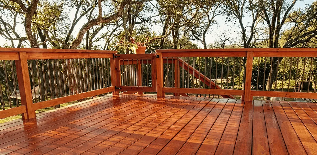 Deck sealing results with a freshly sealed wood deck in Anchorage, AK